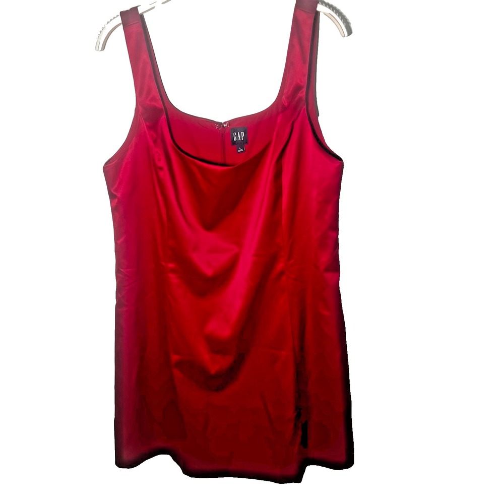 Gap Sleigh Structured Red Satin Dress Fit Flare Classic Christmas Holidays NYE L